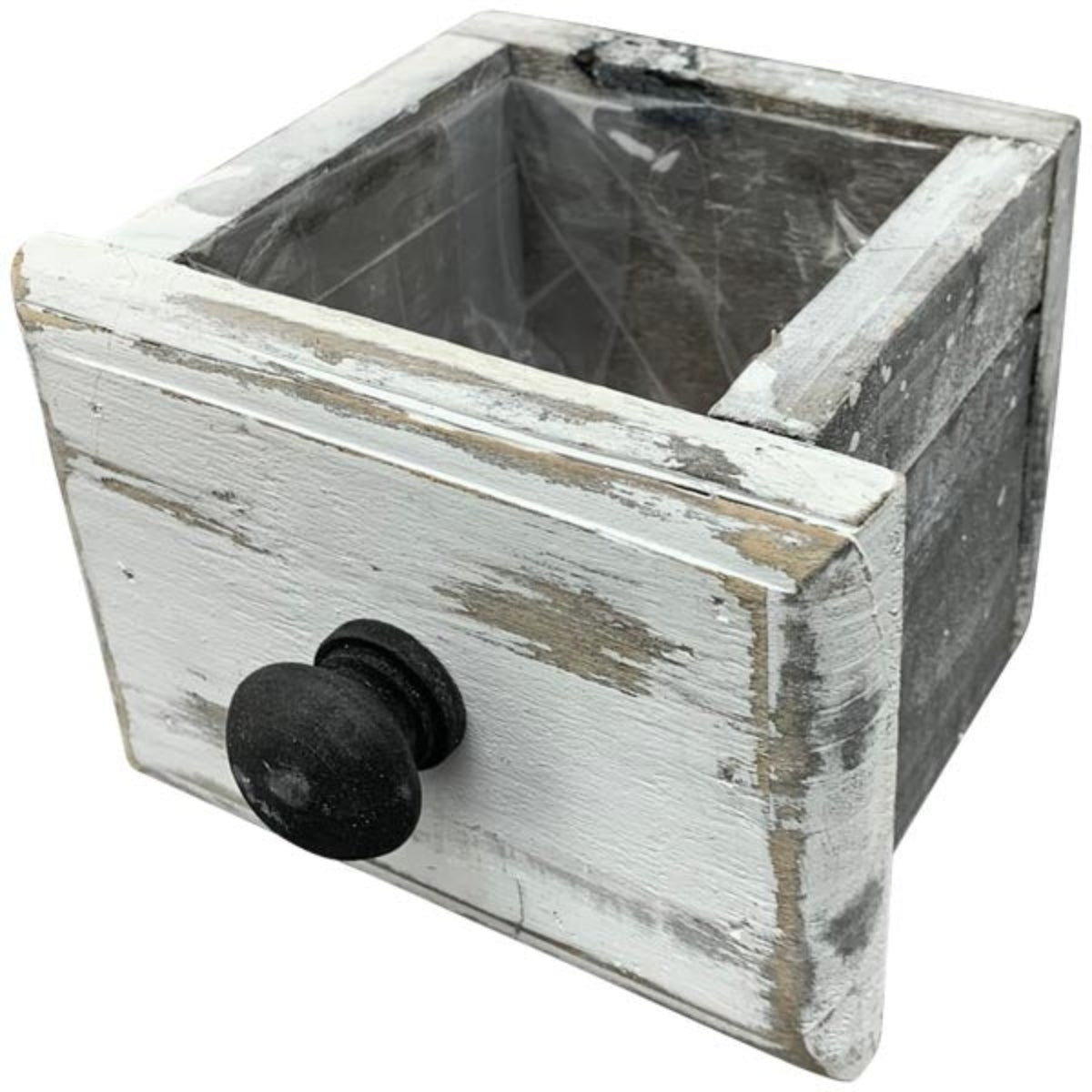 Schublade weiss Holz Shappy 2er Set Topf Ø18x14cm H13cm Pflanzkasten