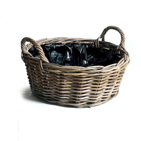 Kubu Korb rund natur Pflanzschale Weidenkorb Pflanzkorb Ø35 - 40cm Rattankorb 2Größen wählbar