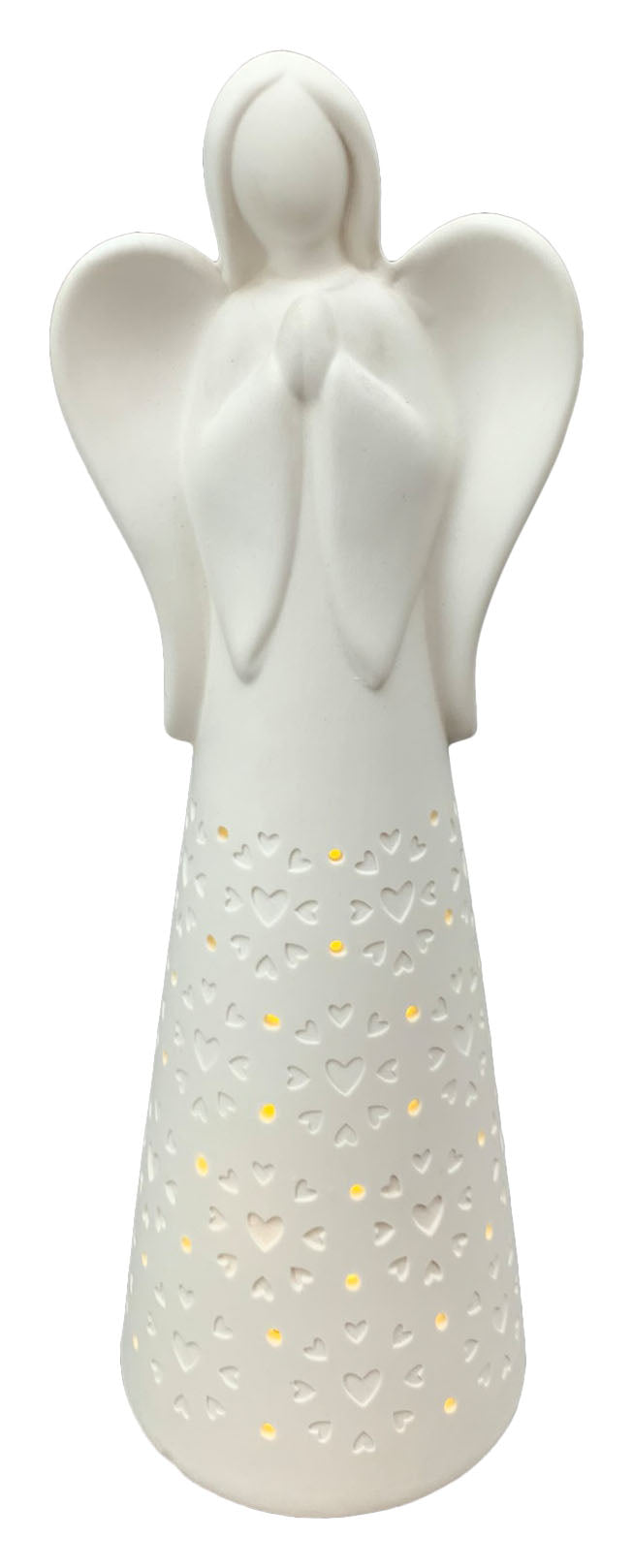 Engel mit LED-Licht CoeuR Porzellan Ø8,8cm H26,5cm Engelfigur