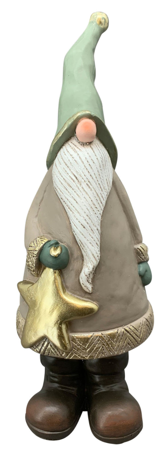 Santa Nikolaus LILIAN Figur Skulptur Polyresin natur/grün 14x12,5cm H35cm