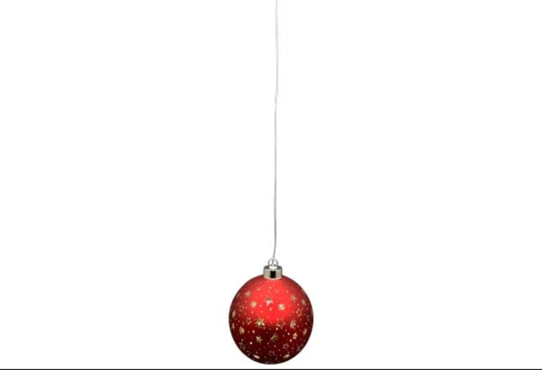 LED Glaskugel Glas rot Sterne mit Timer Ø12cm Weihnachtskugel LED zum Hängen Elegante LED Kugel als festliche Weihnachtsbeleuchtung