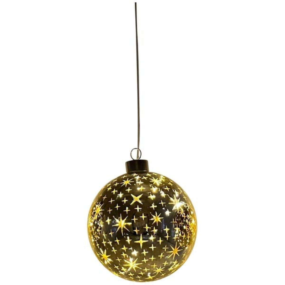 LED Glaskugel Glas gold Sterne mit Timer Ø12cm+15cm Weihnachtskugel LED zum Hängen Elegante LED Kugel als festliche Weihnachtsbeleuchtung 2Größen wählbar