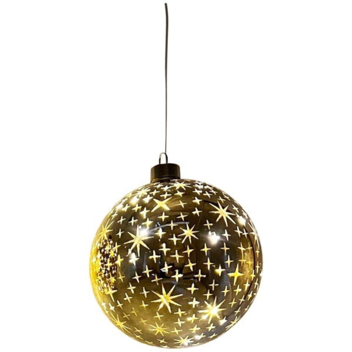 LED Glaskugel Glas gold Sterne mit Timer Ø12cm+15cm Weihnachtskugel LED zum Hängen Elegante LED Kugel als festliche Weihnachtsbeleuchtung 2Größen wählbar