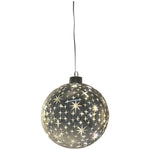 Lade das Bild in den Galerie-Viewer, LED Glaskugel Glas silber Sterne mit Timer Ø12cm+15cm Weihnachtskugel LED zum Hängen Elegante LED Kugel als festliche Weihnachtsbeleuchtung 2Größen wählbar
