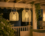 Solar Hängelampe Dara Weiß – LED Solarlaterne H17cm +20cm Warmweiß, IP44, dekorative Gartenleuchte zum Aufhängen für Balkon, Terrasse & Garten 2Größen wählbar