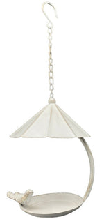 Lade das Bild in den Galerie-Viewer, Futterplatz Metall zum hängen 1Vogel creme/grau Ø18x15cm H43cm Futterstation Vogeltränke 2Farben wählbar
