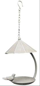 Futterplatz Metall zum hängen 1Vogel creme/grau Ø18x15cm H43cm Futterstation Vogeltränke 2Farben wählbar