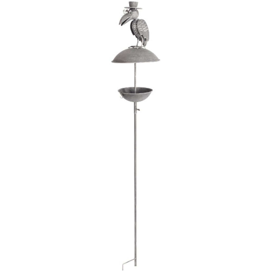 Futterplatz Metall grau Rabe Ø21cm H133cm Futterstation Vogeltränke Gartenstecker