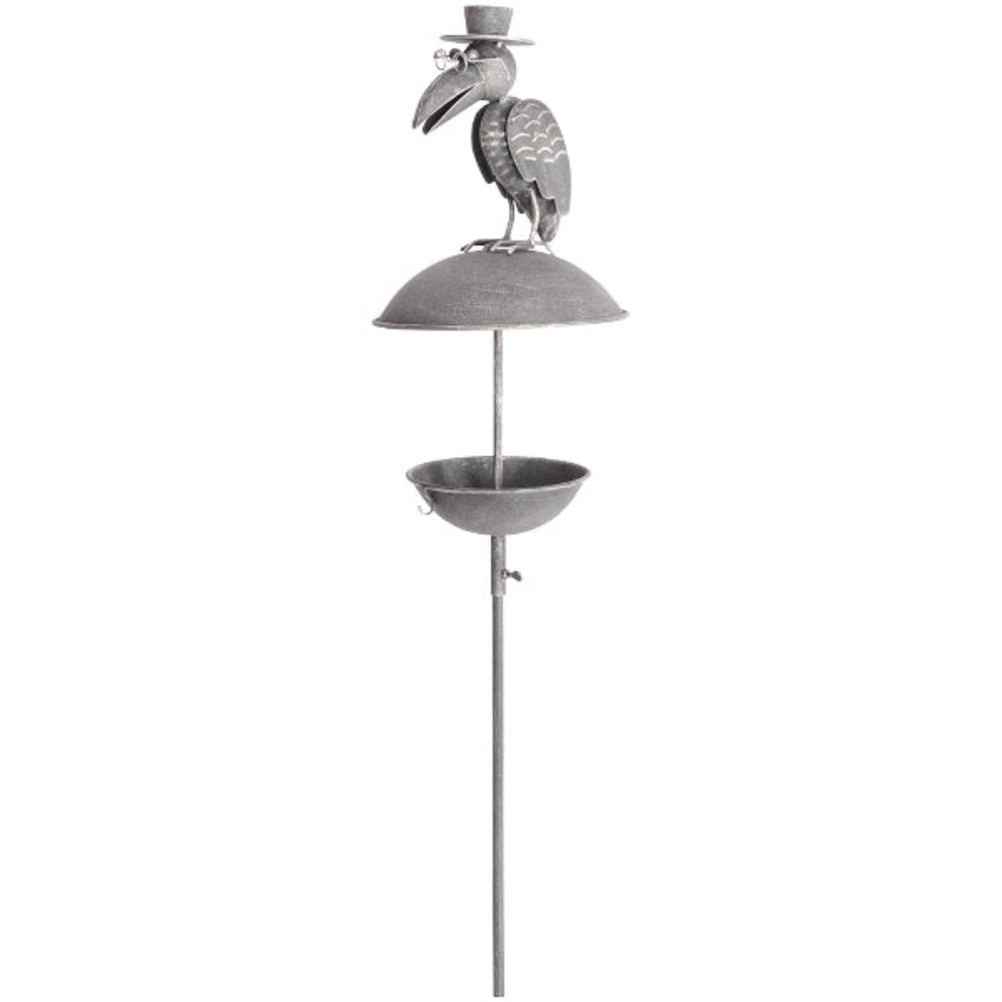 Futterplatz Metall grau Rabe Ø21cm H133cm Futterstation Vogeltränke Gartenstecker