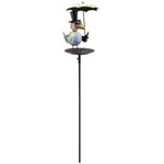 Lade das Bild in den Galerie-Viewer, Futterplatz Metall braun Rabe mit Schirm Ø17,7cm H137cm Futterstation Vogeltränke Gartenstecker
