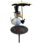 Lade das Bild in den Galerie-Viewer, Futterplatz Metall braun Rabe mit Schirm Ø17,7cm H137cm Futterstation Vogeltränke Gartenstecker
