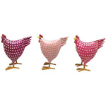 Lade das Bild in den Galerie-Viewer, Huhn Metall Deko 3farbig sort. H16cm + H23cm Figuren purple/rosa/pink Outdoor Dekoration Ostern 2Größen wählbar
