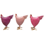 Lade das Bild in den Galerie-Viewer, Huhn Metall Deko 3farbig sort. H16cm + H23cm Figuren purple/rosa/pink Outdoor Dekoration Ostern 2Größen wählbar
