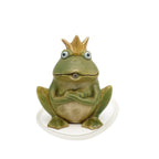 Wasserspeier Frosch mit Krone und Pumpe grün Steinzeug Wasserspiel 15x12cm H18cm cm Dekorativer Gartenbrunnen für Teich, Wasserschale, Terrasse & Balkon