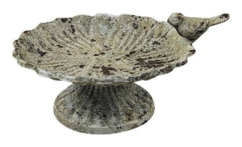 Vogelbad Vogeltränke Gartendeko Schale auf Fuß Ø17,5x15cm H8cm natur Shappy Futterstelle Garten Wasserstelle