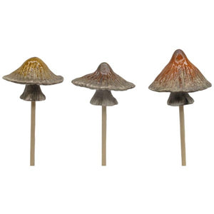 Pilz Marta Stecker Keramik Garten Wald rost/braun/ocker 3fach sort. Ø8cm H7cm Herbst Herbstdeko Dekoration