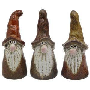 Zwerg Gnom Wichtel Keramik 3fach sort. rost/braun/ocker H8,6cm+H11cm Skulptur Herbst Figur 2Größen wählbar