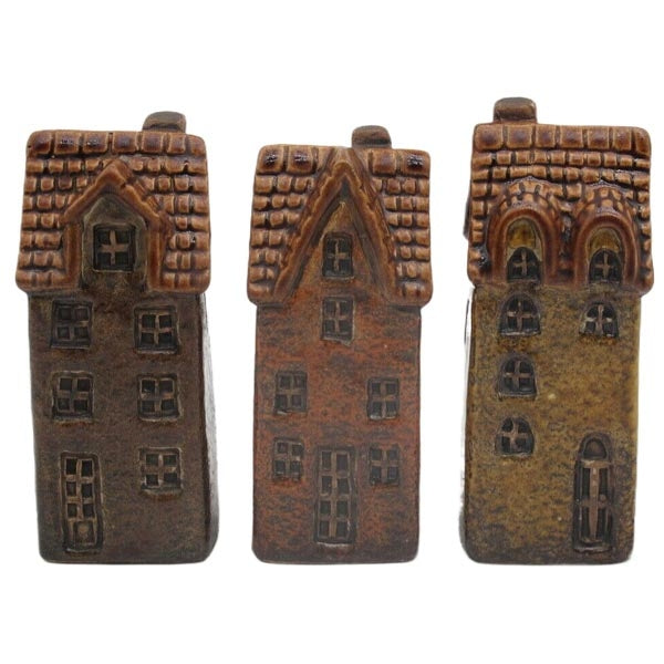 Deko Haus Keramik MARTA 4,4x4,1cm H11cm Dekohäuser 3farbig sort. stehend Herbst Dekoration