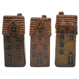 Deko Haus Keramik MARTA 4,4x4,1cm H11cm Dekohäuser 3farbig sort. stehend Herbst Dekoration