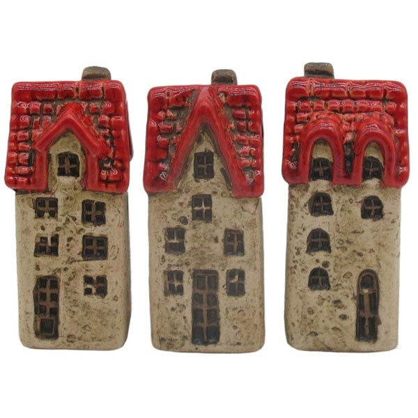 Deko Haus Keramik Ø3,2x3cm H7,6cm MARTA Dekohäuser 3fach sort. stehend rot/natur Herbst Dekoration (Kopie)
