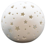 Lade das Bild in den Galerie-Viewer, LED Porzellan Kugel creme Ø12,7cm+Ø15,6cm Stern mit Timer Weihnachten Tischdeko 2Größen wählbar
