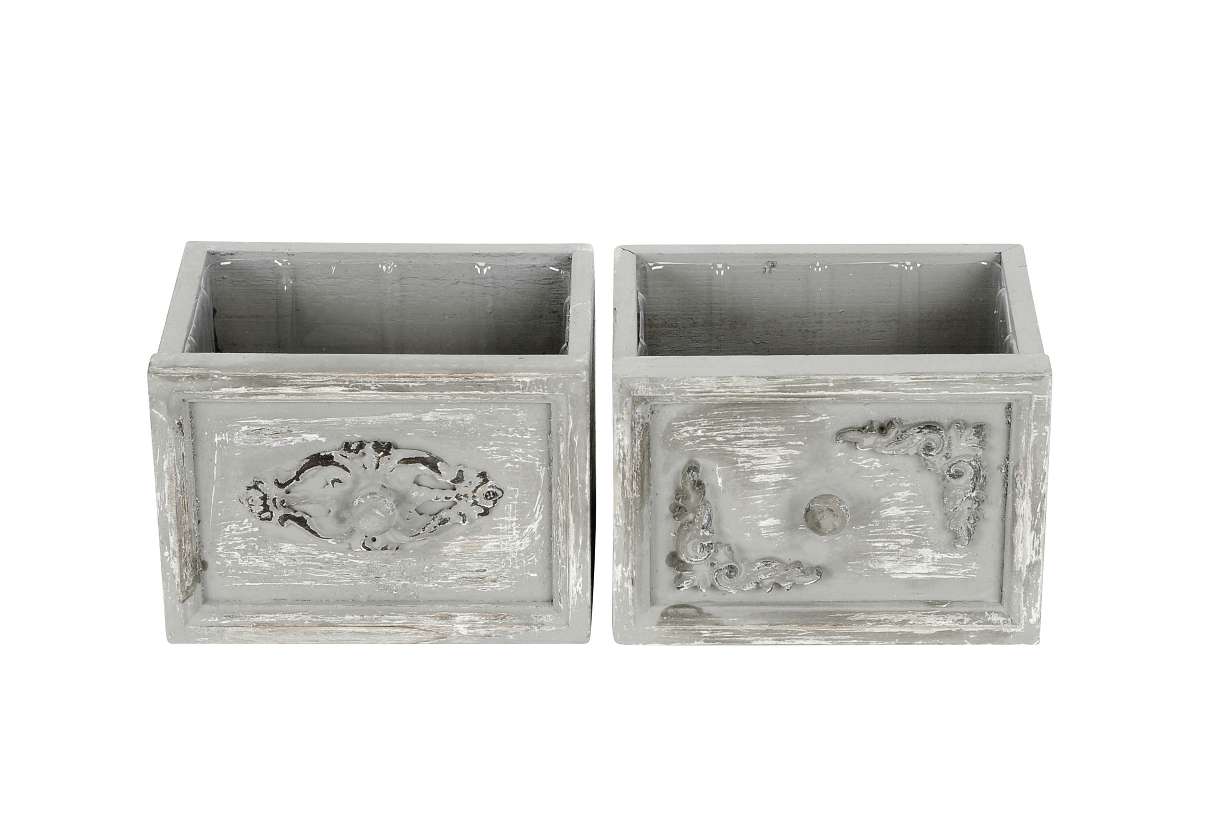 Schublade grau Holz Shappy 2erSet Topf Ø18x14 cm H13cm