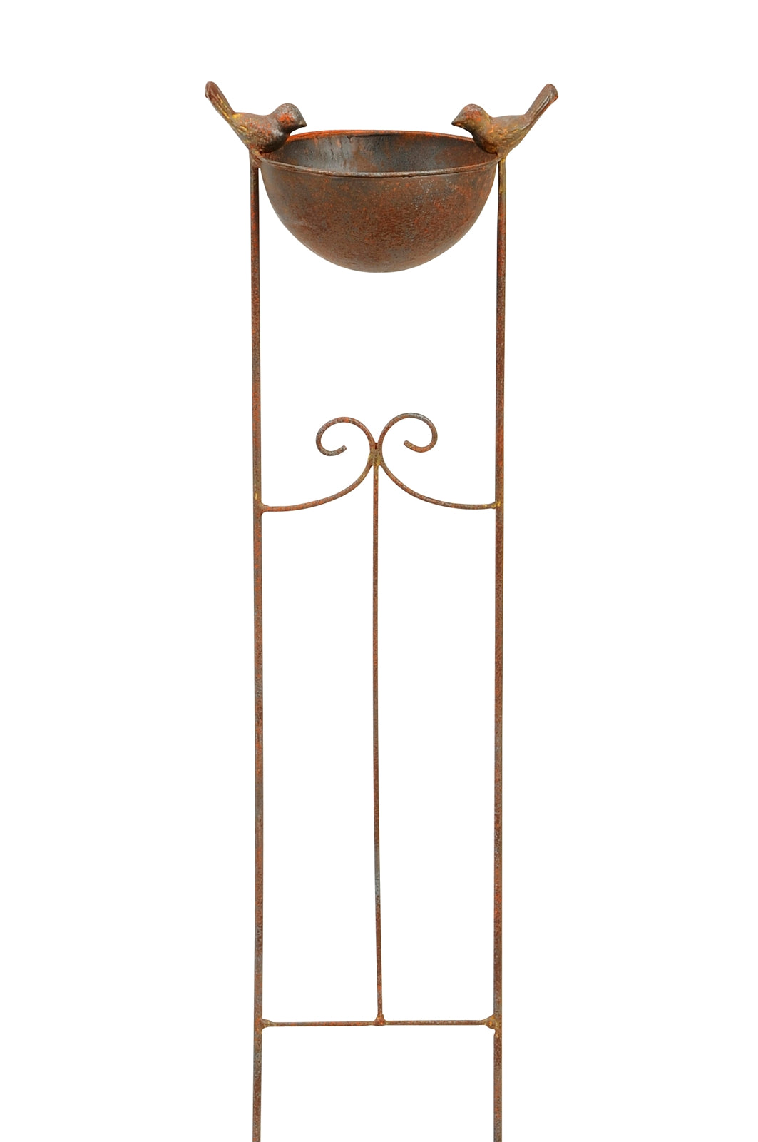 Vogeltränke an Rankgitter Futterstelle Gartenstab Gartenstecker Rost farbend H76cm