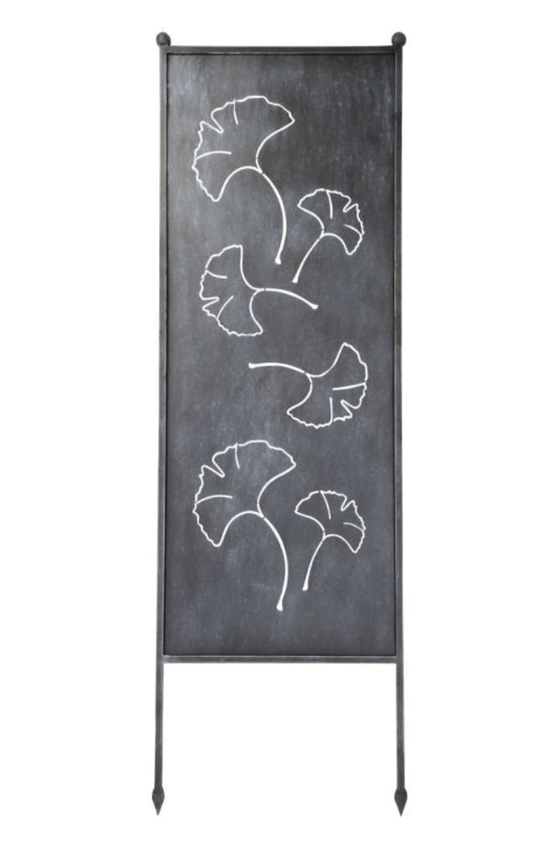 Stele mit Ginkgo Blättern grau H165 x B52 cm + H205cm x B66cm Garten 2Größen wählbar