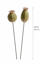 Lade das Bild in den Galerie-Viewer, Mohn Mohnkapsel okka-grün Keramik 2fach sort. Gartenstecker H34cm + H44cm Stecker Herbst Garten 2Größen wählbar
