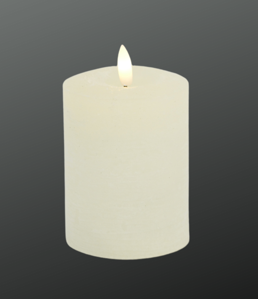 LED Kerze Echtwachs creme mit Timer H10cm+12cm+16cm 3Größen wählbar