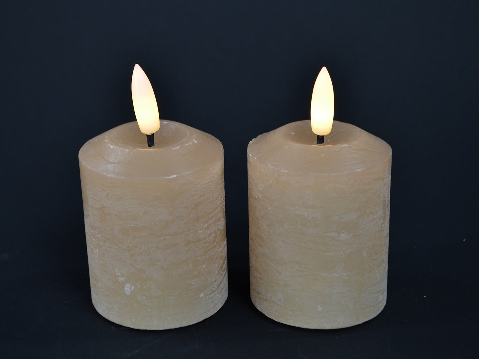 LED Kerze Echtwachs kaffee mit Timer Set/2 Ø5,2cm H6,5cm Stumpenkerze Wachskerze Advent