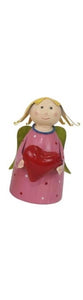 Zaunfigur Zaunhocker SchutzEngel Herz Kanu Metall 14x13x22 cm Pfostenhocker Dekofigur Garten 4Farben wählbar