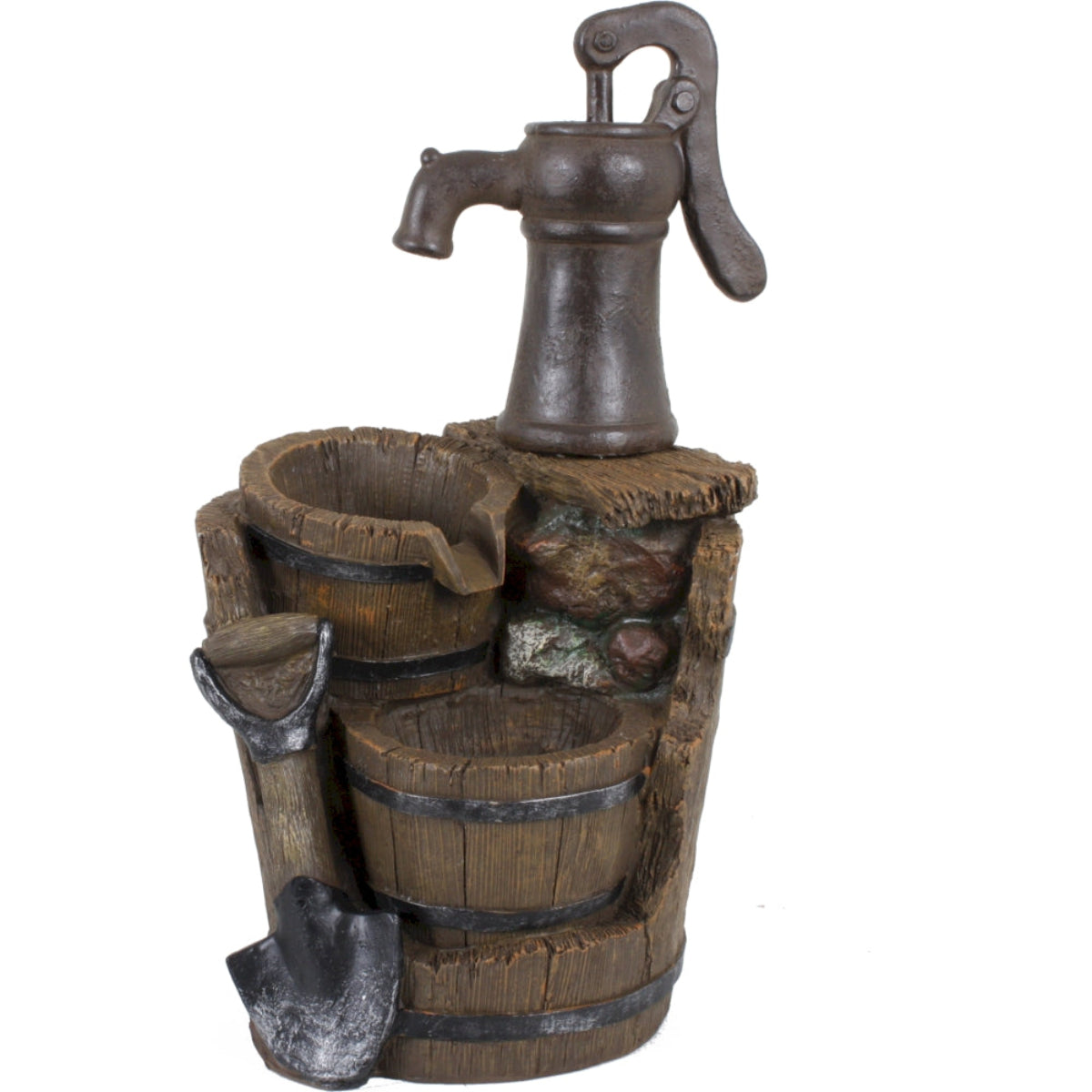 Brunnen TRITON in Holz-/Stein-Optik mit Kaskade H60cm Wasserspiel Garten