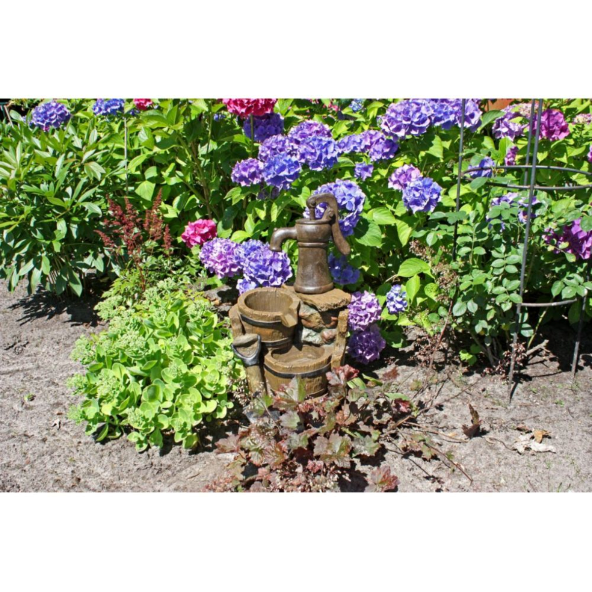 Brunnen TRITON in Holz-/Stein-Optik mit Kaskade H60cm Wasserspiel Garten