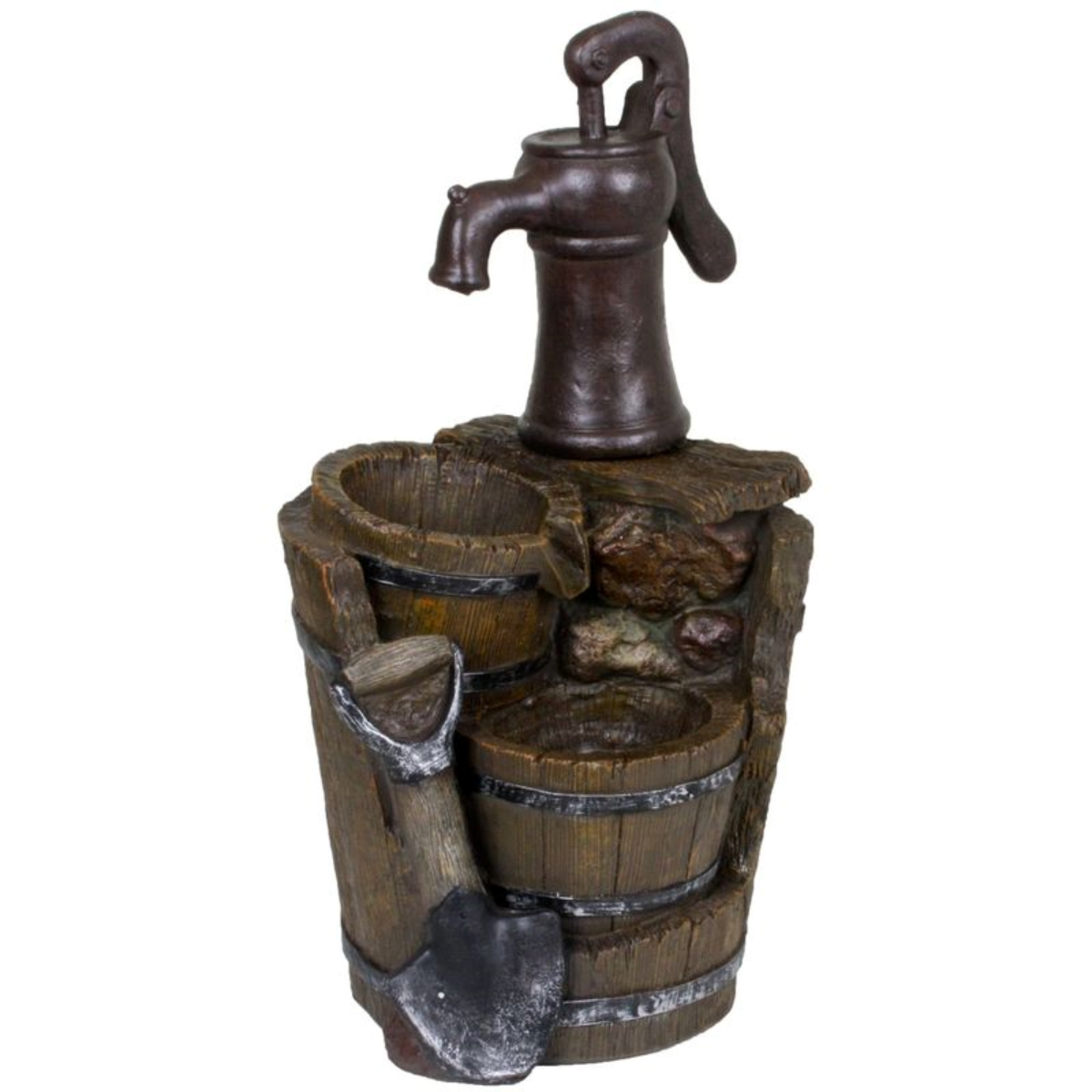 Brunnen TRITON in Holz-/Stein-Optik mit Kaskade H60cm Wasserspiel Garten
