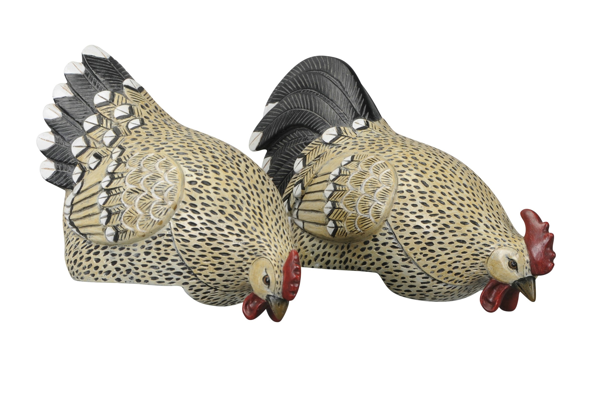 Deko Huhn Kantenhocker 2-fach sortiert natur/schwarz – Landhaus Dekofigur aus Polyresin, 23,5x12,5x H15,5cm und 30x12x H17,5cm Ostern Skulptur