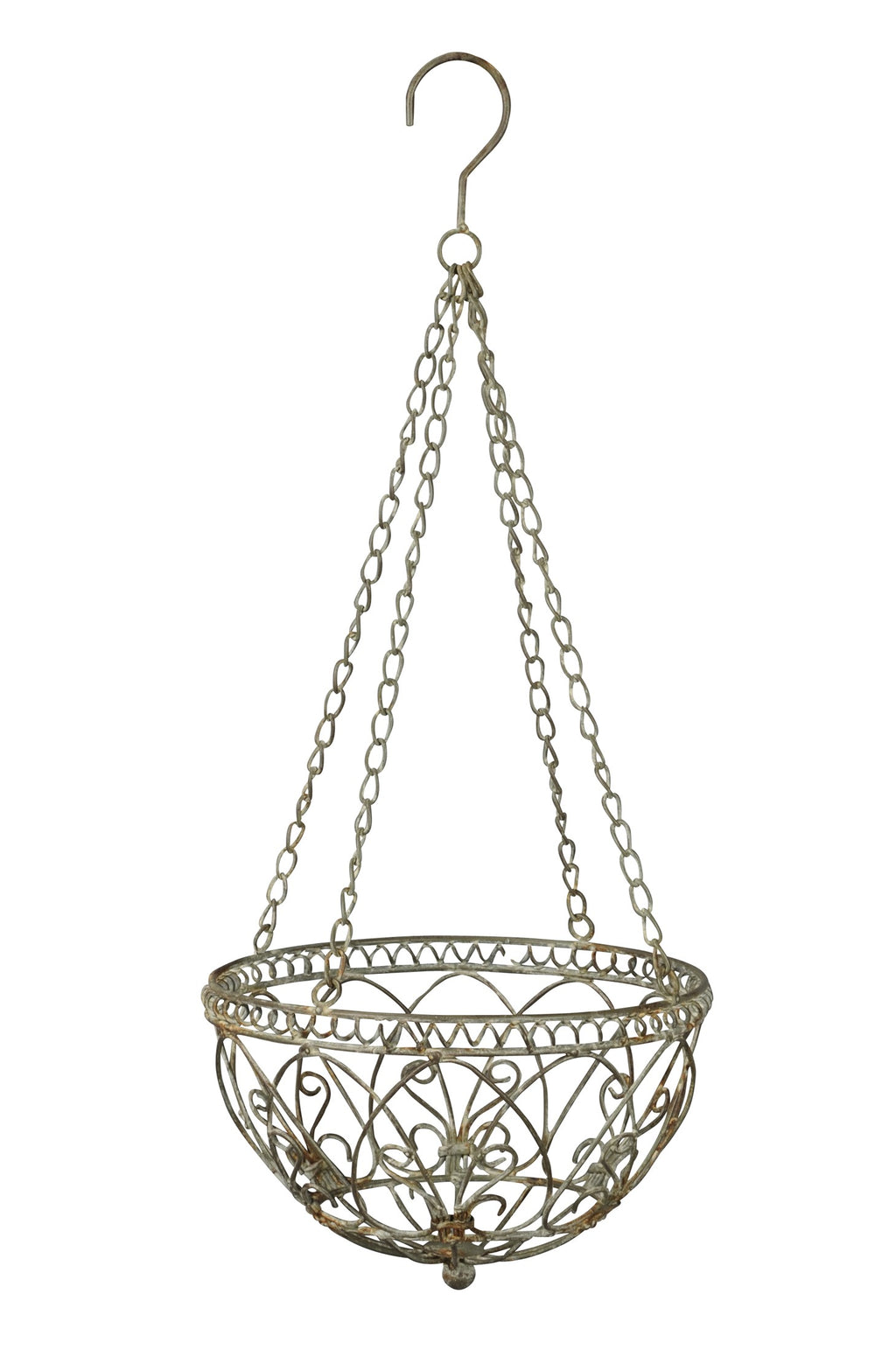 Hängeampel mit Kette Hängekorb Metallampel Blumenampel grau/braun Pflanzkorb zum Aufhängen Ø30cm H68cm für Garten Balkon und Terrasse