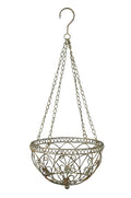 Hängeampel mit Kette Hängekorb Metallampel Blumenampel grau/braun Pflanzkorb zum Aufhängen Ø30cm H68cm für Garten Balkon und Terrasse