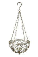 Hängeampel mit Kette Hängekorb Metallampel Blumenampel grau/braun Pflanzkorb zum Aufhängen Ø30cm H68cm für Garten Balkon und Terrasse