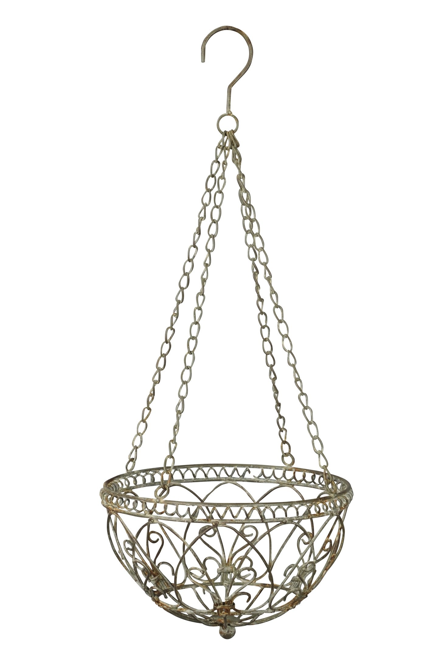 Hängeampel mit Kette Hängekorb Metallampel Blumenampel grau/braun Pflanzkorb zum Aufhängen Ø30cm H68cm für Garten Balkon und Terrasse