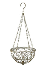 Lade das Bild in den Galerie-Viewer, Hängeampel mit Kette Hängekorb Metallampel Blumenampel grau/braun Pflanzkorb zum Aufhängen Ø30cm H68cm für Garten Balkon und Terrasse
