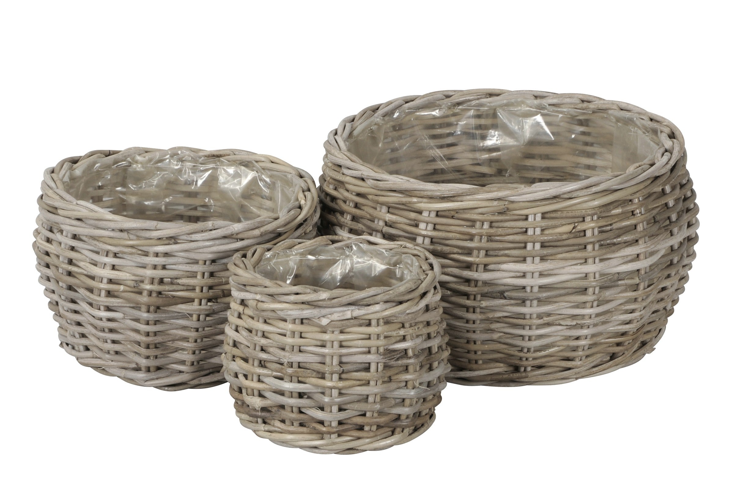 Korb rund 3erSet grau Pflanzkorb Ø20+25+35cm