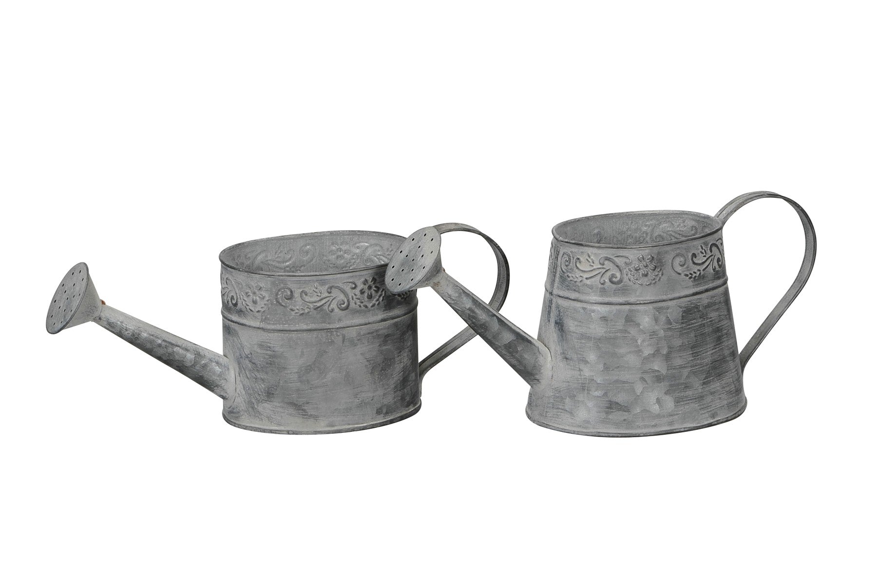 Gießkanne Metall grau 2erSet Kanne Landhaus Garten H12,5+15cm Gartendeko Deko