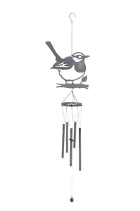 Windspiel Vogel Metall grau 20x9 H82cm Gartendeko
