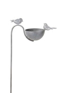 Vogeltränke Vogel Futterplatz 2Vögel Metall grau Ø27x12cm H118cm Futterstation Vogelbad