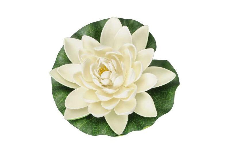 Seerosen Schwimmend 3er Set weiß Ø18cm Dekorative Wasserblumen aus Polyfoam für Teich Gartenteich Brunnen Balkon & Veranda