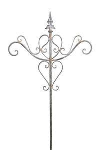 Hirtenstab Metallstab Laternenhalter grau-grün 45x3cm H145cm Schäferhaken Gartenstab