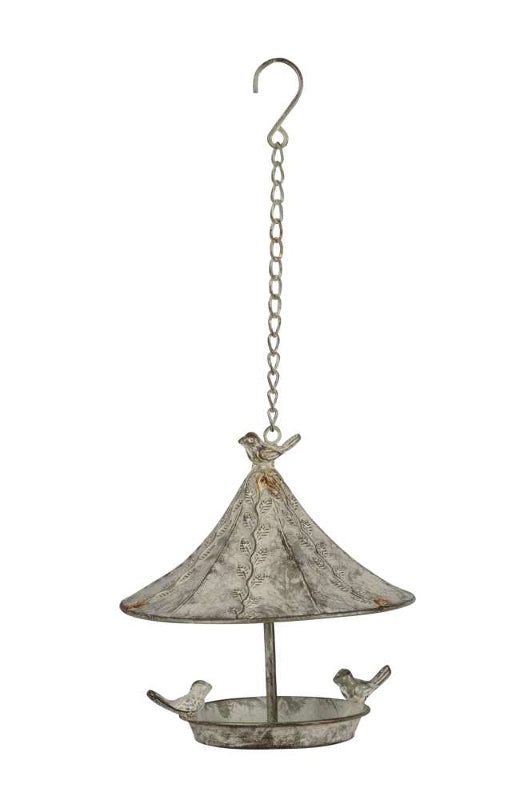 Vogelhaus Futterhaus grau-grün Garten Vogelhäuschen zum Hängen Ø23xH23cm +Kette