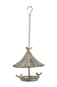 Vogelhaus Futterhaus grau-grün Garten Vogelhäuschen zum Hängen Ø23xH23cm +Kette