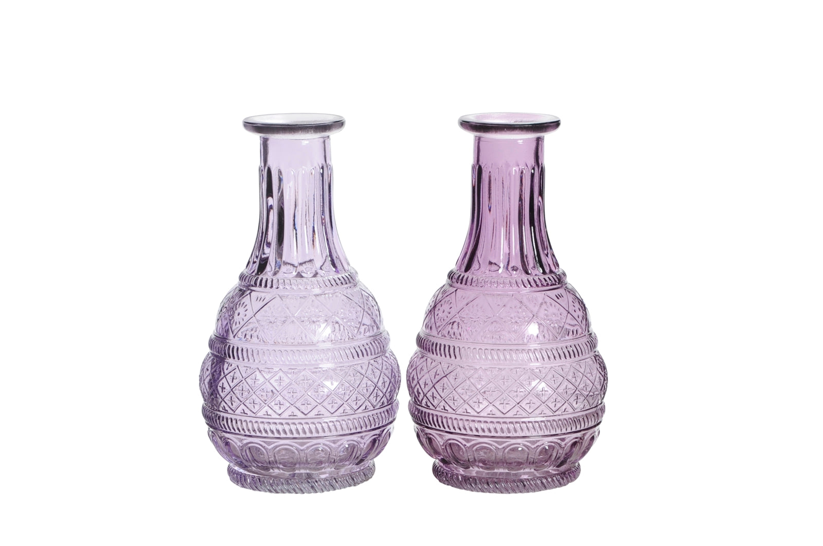 Glasflasche 2Fb. sort. Glas Flasche Vase flieder/lila Ø10cm H18,5cm